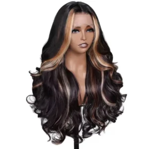 Black Burgundy Platinum Blonde highlights
